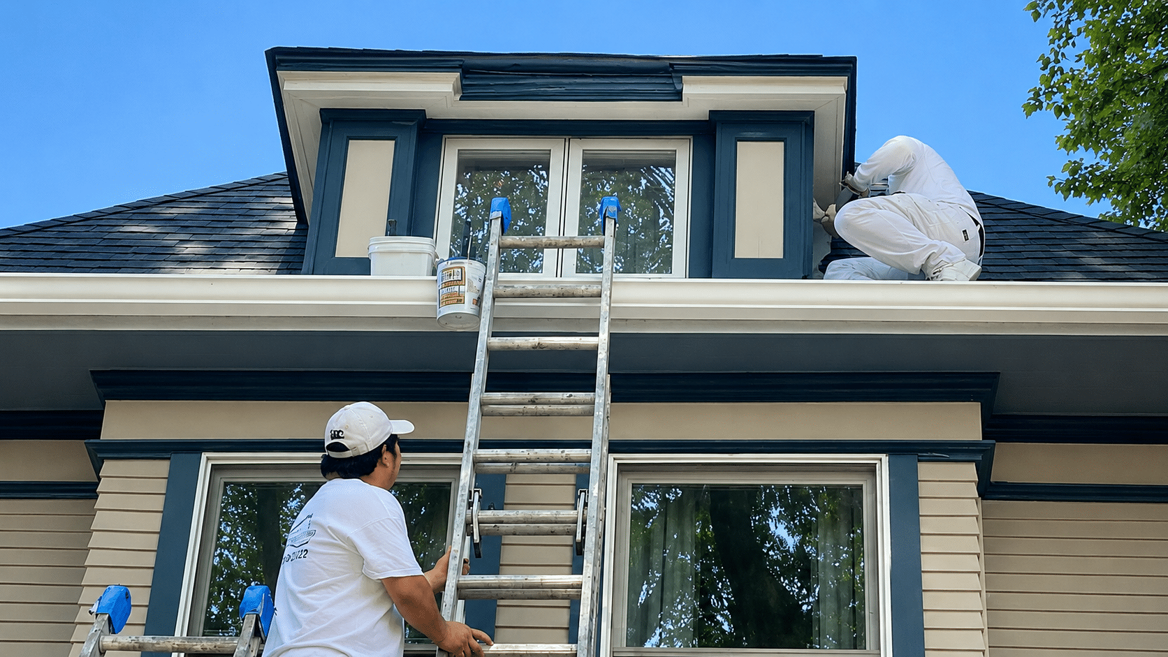 Professional painters completing exterior house painting in Chicago