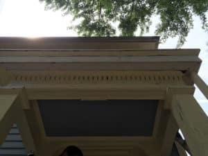 The side panel of the entrance roof after repairs