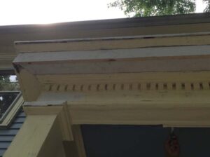 Siding of porch roof