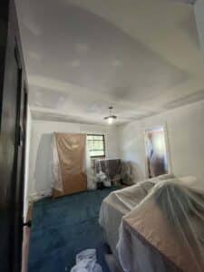 Room covered for painting