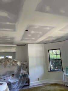 Prepped room for ceiling painting
