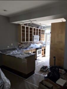 Side shot of unfinished kitchen
